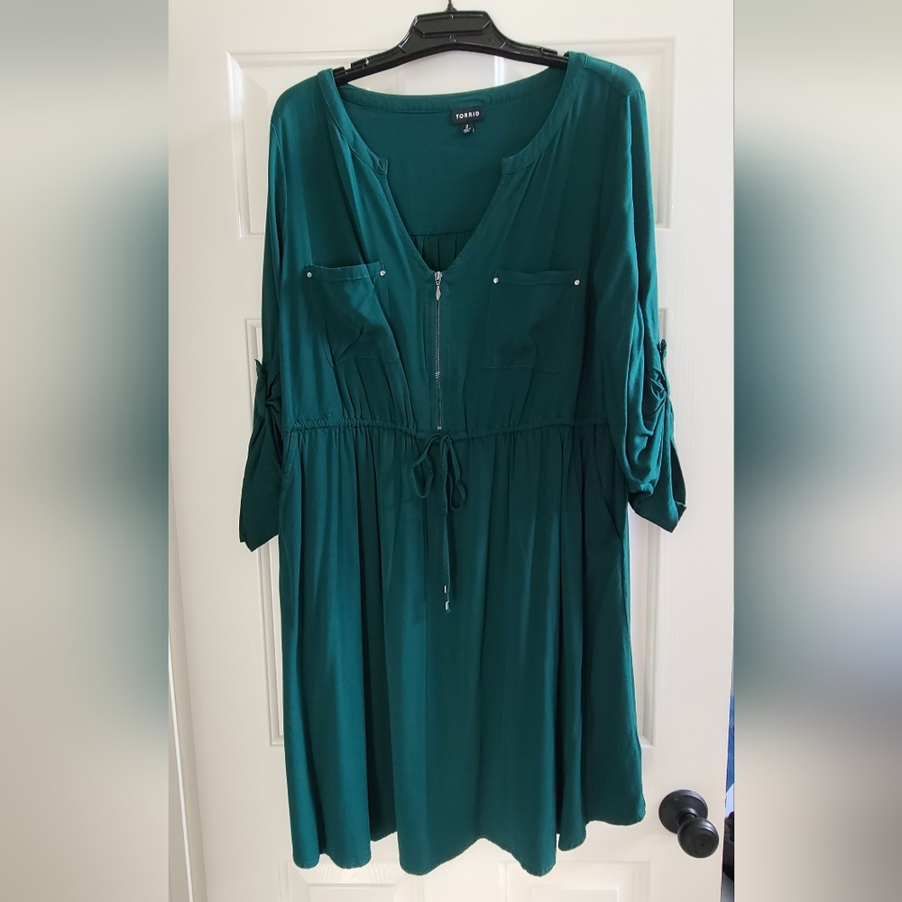 torrid Teal Green Tie-Waist Midi Dress